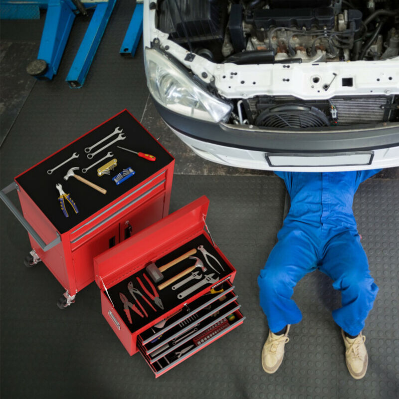 6-Drawer Rolling Tool Storage Chest Cabinet with Universal Wheels and Hooks