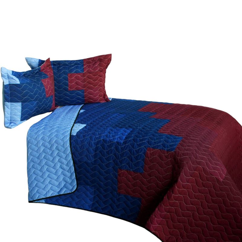 Vermicelli Quilted Patchwork Quilt Set 3-Piece with Matching Shams image number 1
