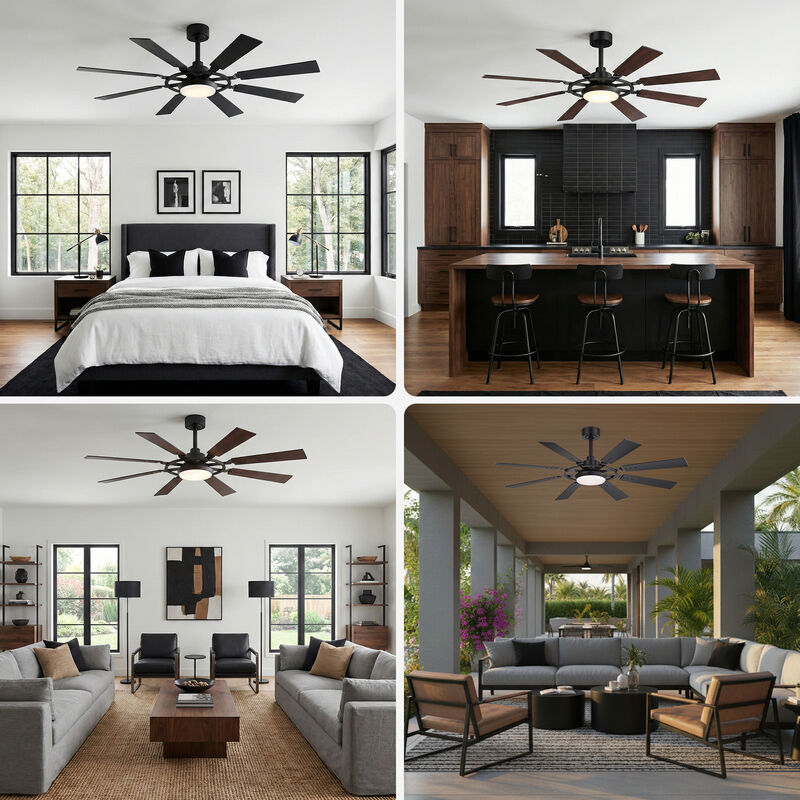 Breezary 52In LED Ceiling Fan with Light, 8 Blades, Quiet Modern Ceiling Fan, 3CCT Color Temperature, Remote Control image number 9