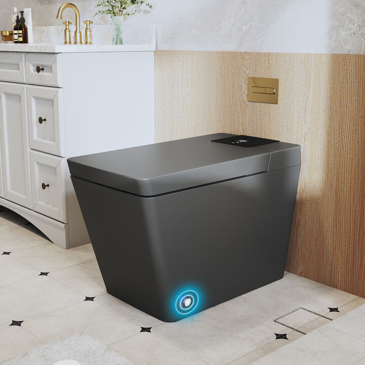 Smart Toilet with Full Automation, Square Design, Radar and Foot Sensors, and Instant Heating