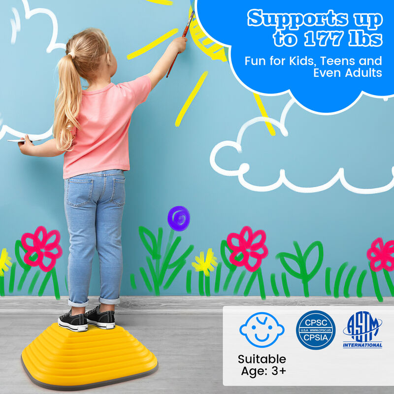 Kids Stepping Stones 11 Piece Square Stackable Indoor Outdoor Balance Blocks Multicolor image number 7