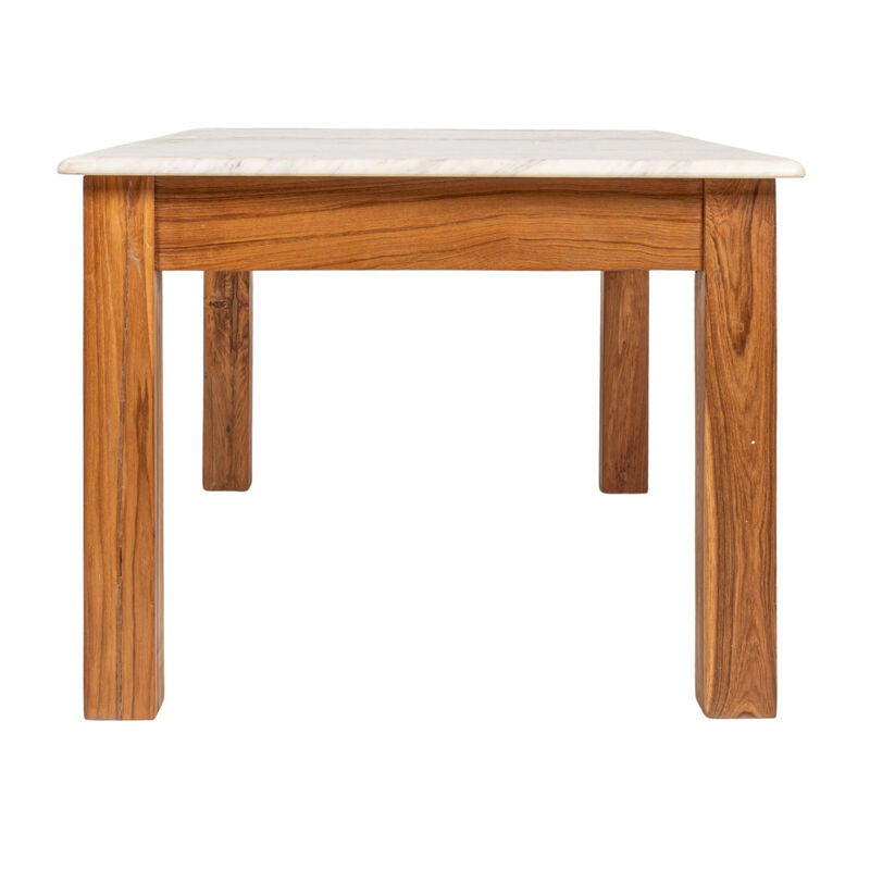 Rectangular Teak and Marble Coffee Table image number 4