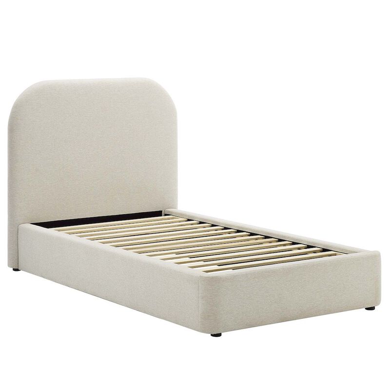 Keynote Upholstered Fabric Curved Twin Platform Bed image number 2