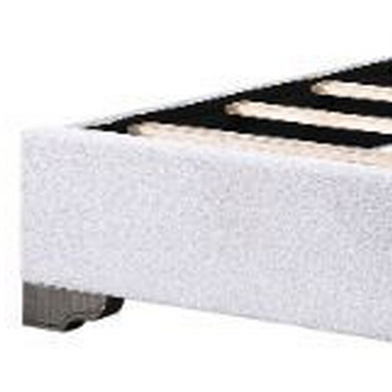 Eastern King Bed with Fabric Upholstery and Tufting, Beige