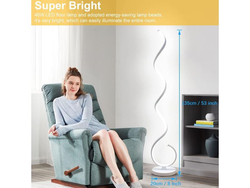 Spiral LED Floor Lamp 40W Dimmable with Remote Adjustable Light for Living Room image number 2