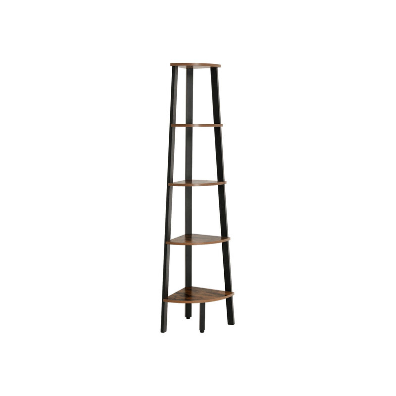 Hivvago Rustic Brown Industrial 5-tier Floor Standing Corner Shelf
