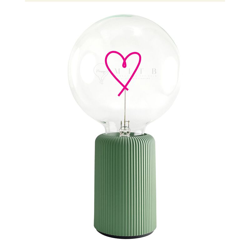 Bulb HEART Red with Base Table Lamp PORTABLE Pop image number 1