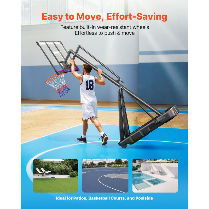 Portable Basketball Goal Stand with Height Adjustment and PC Backboard for Driveway & Backyard-Black image number 4