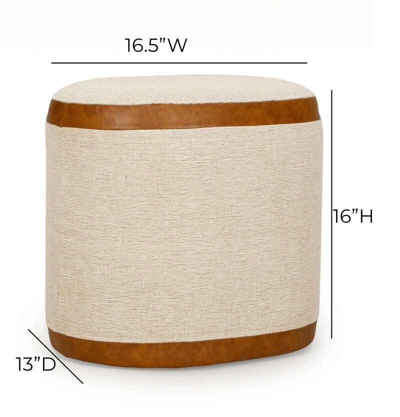 Huche Cotton Jute and Vegan Leather Oval Ottoman image number 6