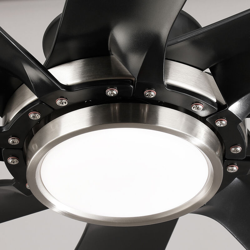 72" Modern Farmhouse Black Reversible Dimmable 8 Blades Ceiling Fan with Light and Remote image number 9