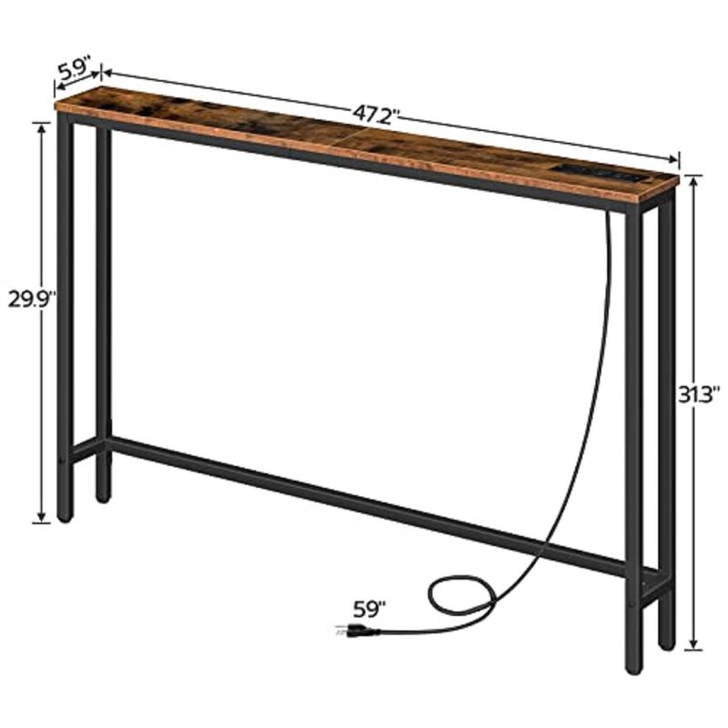 Slim Entryway Console Table with Power Outlets for Small Spaces image number 2