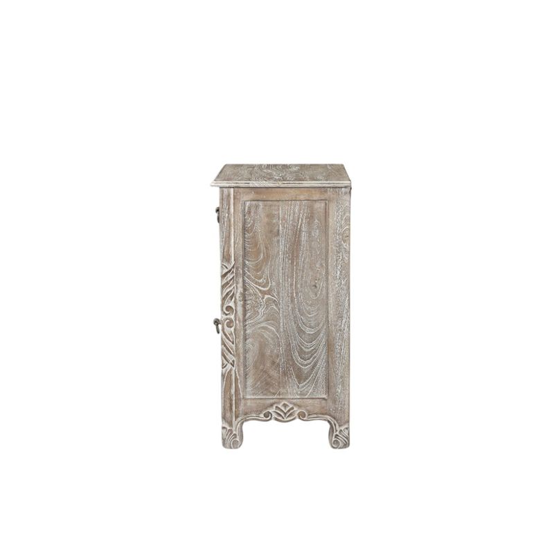 HomeRoots 30" Gray Solid Wood Distressed One Drawer Nightstand image number 0