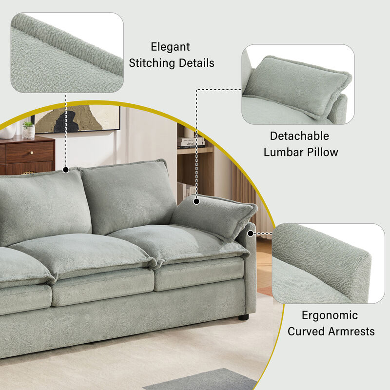 Merax Faux Fur 3-Seater Sofa with Double-Layer Cushion image number 5