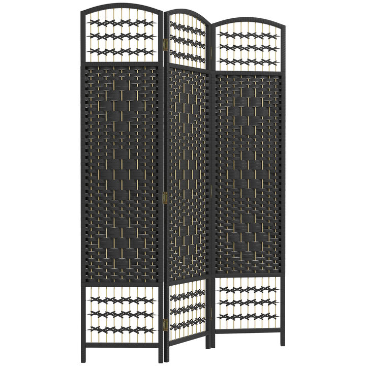 Hivvago 3-Panel Folding Room Divider with Wave Fiber Design