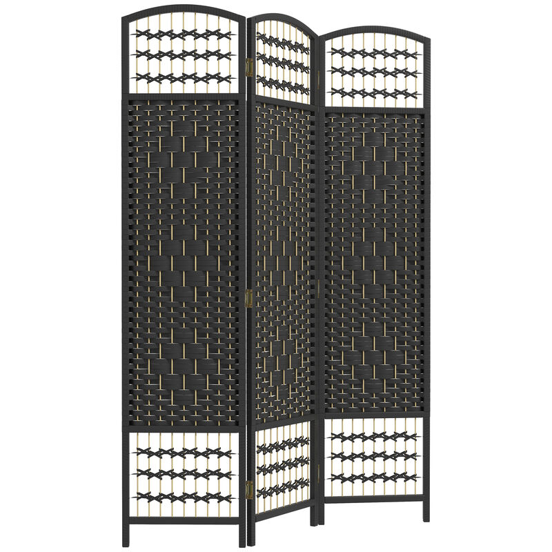 Hivvago 3-Panel Folding Room Divider with Wave Fiber Design image number 0