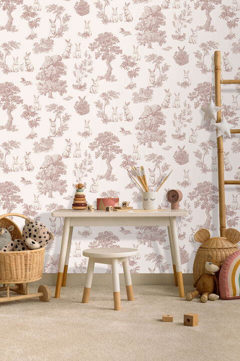 Cottontails Bunny Toile Wallpaper