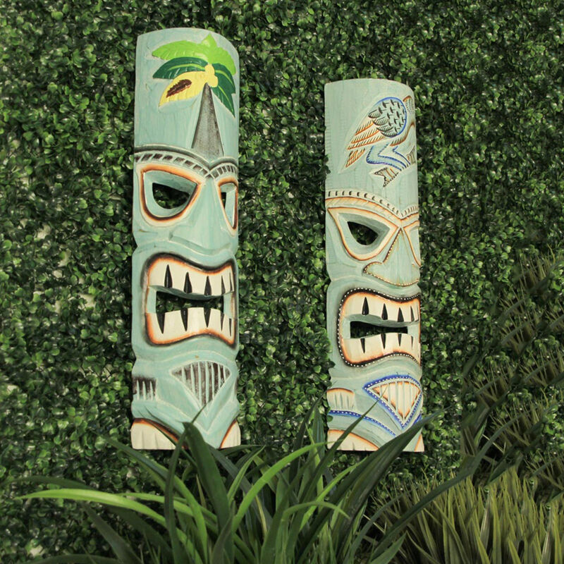 Parrot & Palm Tree Tiki Mask - Set of 2 - 20" High image number 9
