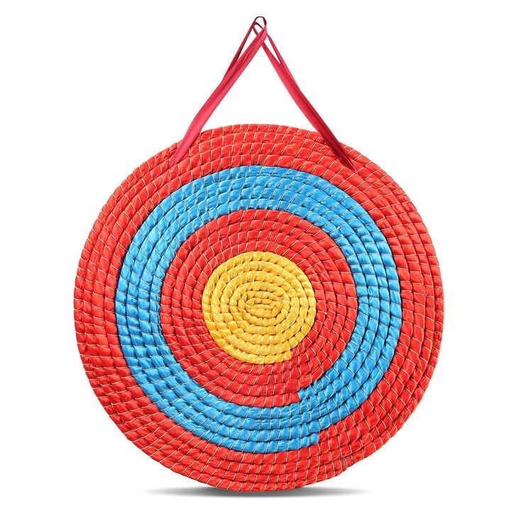 Round Straw Archery Target with 5 Layers, Handmade Arrow Target for Backyard Bow Practice-Multi Color
