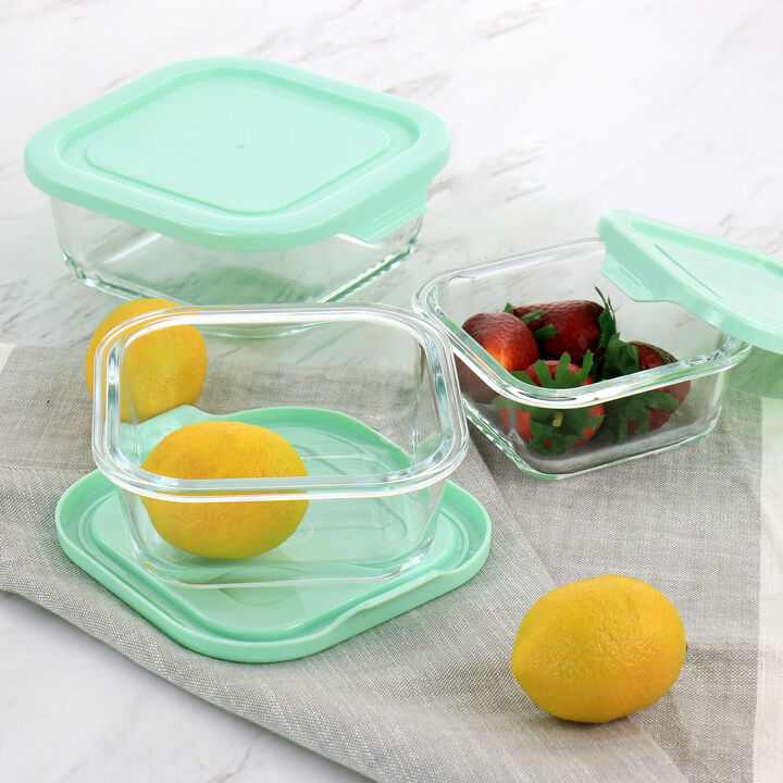 Martha Stewart 6 Piece Glass Storage Containers with Lids in Mint