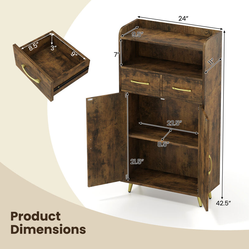 Bathroom Storage Cabinet with 2 Drawers and 2 Doors image number 2