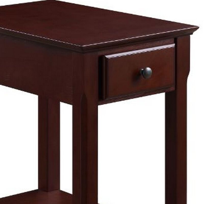 Accent Table with 1 Drawer and Bottom Shelf, Brown