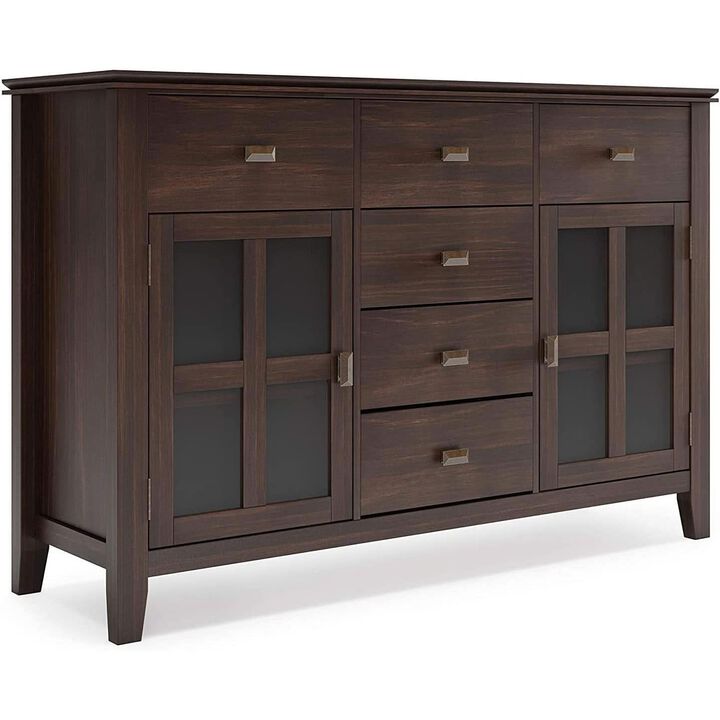 ShipItFurniture Chestnut Brown Contemporary Sideboard With Glass Doors