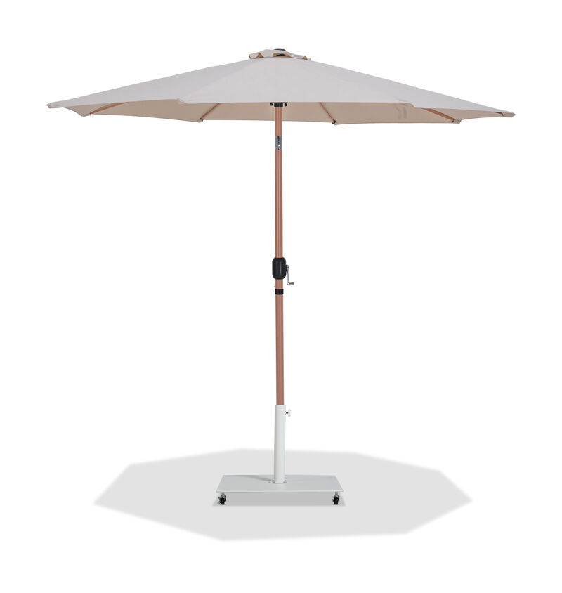Meridian Furniture Fiji Beige Fabric / Matte White Aluminum Patio Umbrella with Base Sets