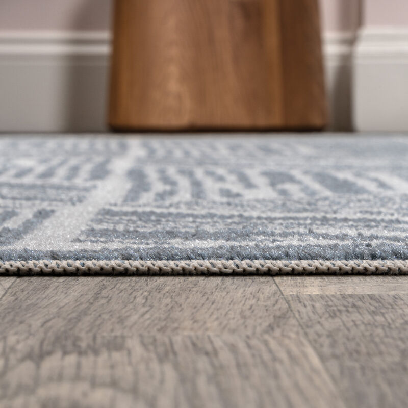 Vector Modern Coastal Geometric Machine-Washable Area Rug