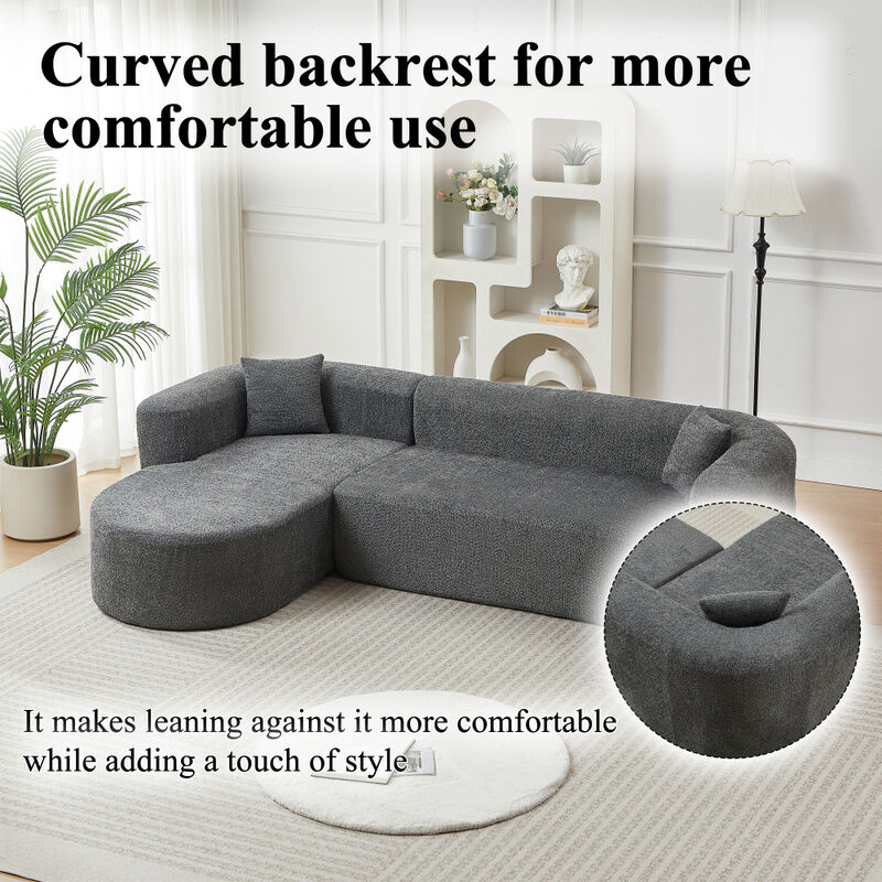 Rorvko Curved Chenille Sectional Sofa image number 4