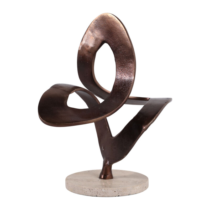 13x11" Swirl Sculpture On Travertine Base, Bronze image number 1