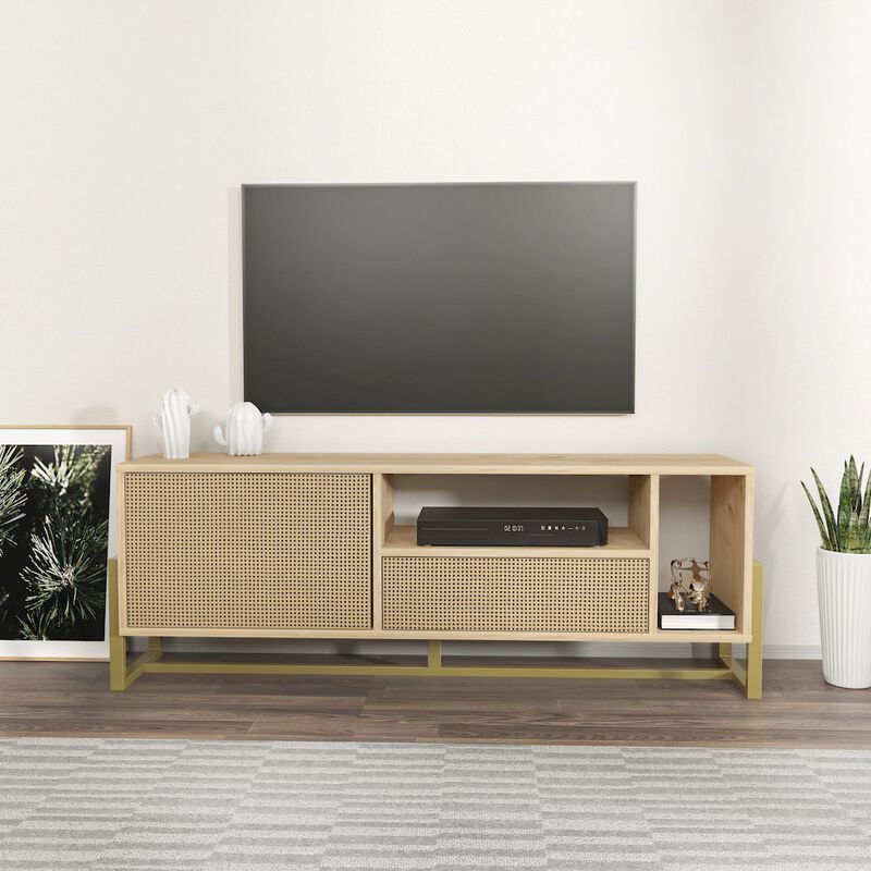 Decorotika Utopia Tv Stand Sapphire Oak Hazeran