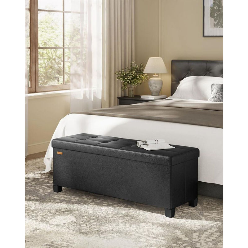 Tufted Storage Ottoman Bench with Legs &ndash; Decorative Organizer for Living Space or Bedroom D&eacute;cor