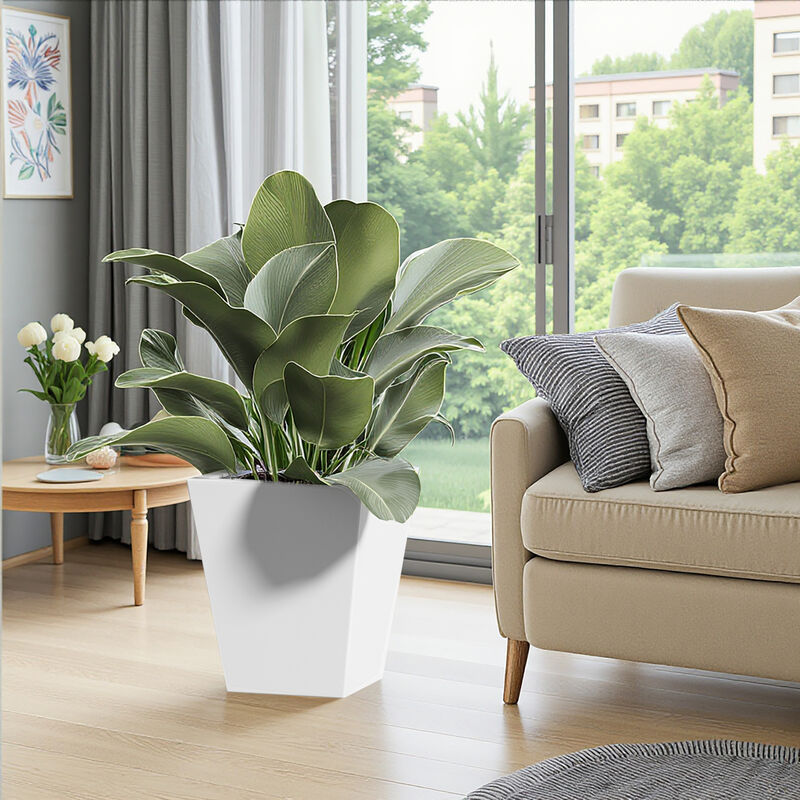 Metal Tapered Planter Garden Plant Pot with Drainage Hole and Rubber Plug