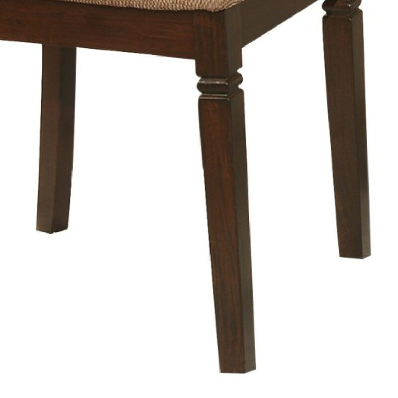 Fabric Upholstered Slated Back Side Chair, Espresso & Light Brown (Set of 2) image number 4
