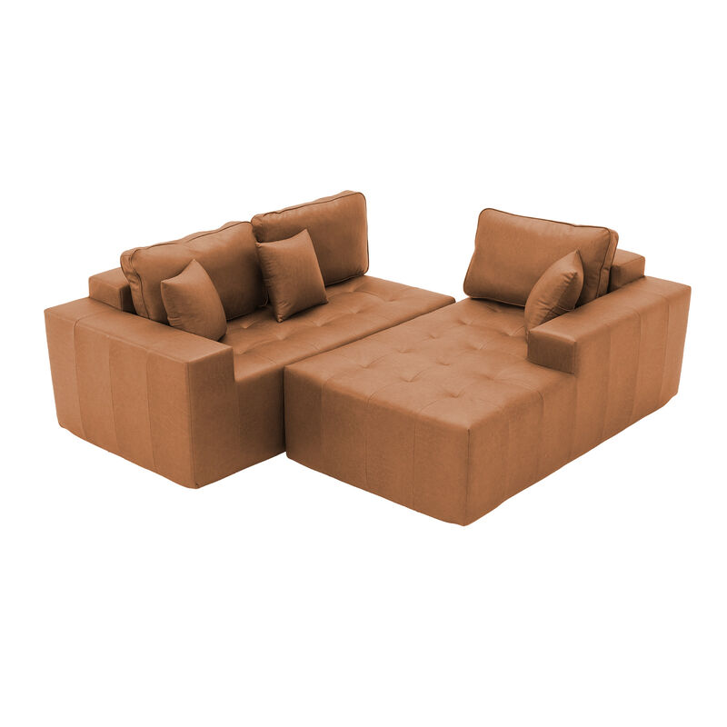 Kipur Faux Leather L-Shaped Sectional Couch image number 5