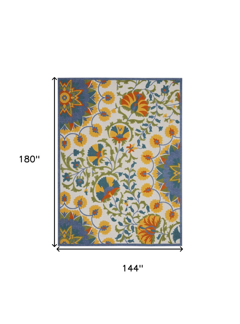 HomeRoots 12' X 15' Yellow Red Orange Blue And Green Floral Indoor Outdoor Area Rug image number 6
