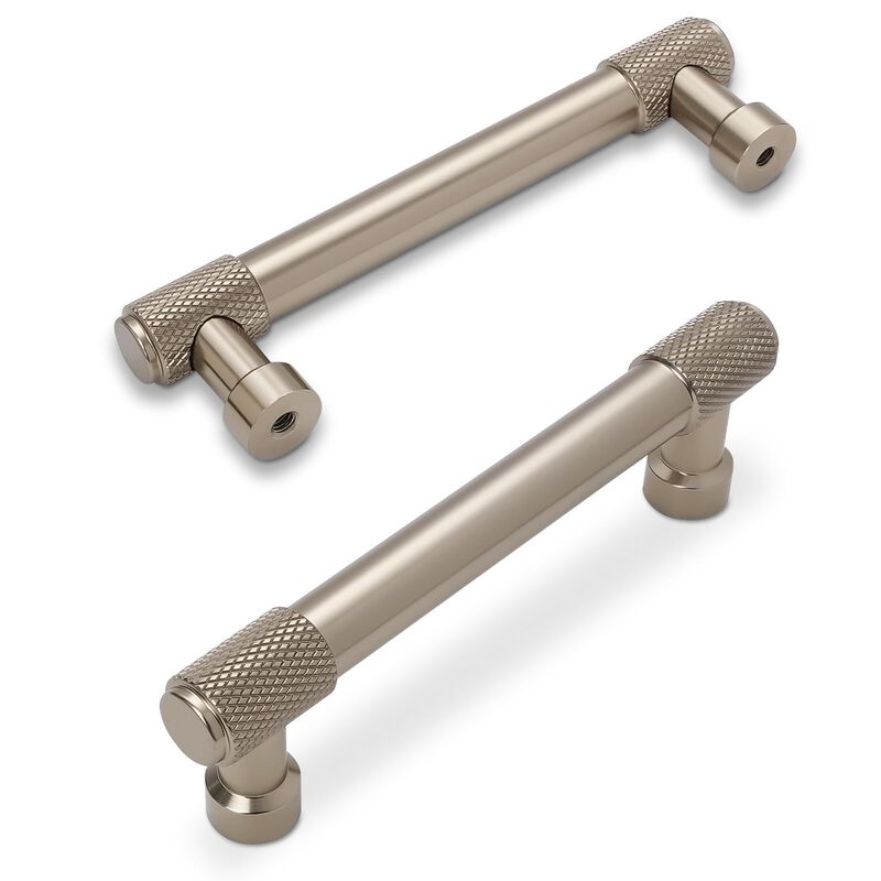 BUKOBYHE 10 Pack 3-3/4 Inch(96mm) Champagne Bronze Kitchen Cabinet Handles Knurled Cabinet Pulls Drawer Pulls Cabinet Hardware