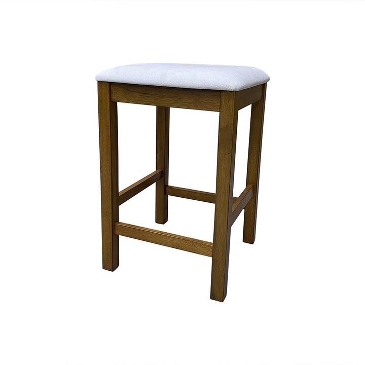 Carolina Living Tristan Backless Counter Stool - Set of 2 - Golden Oak - White Upholstery