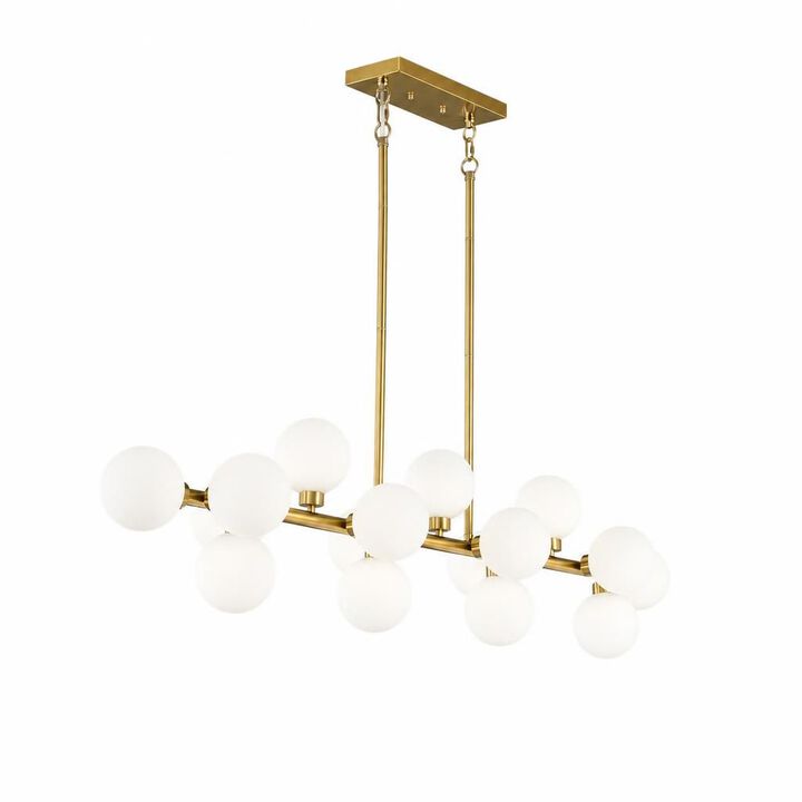 ELEMENT ACE 16-Light Modern Farmhouse Ceiling Pendant Hanging Light Fixture with Opal Glass Shade for Dining Room and Kitchen Island