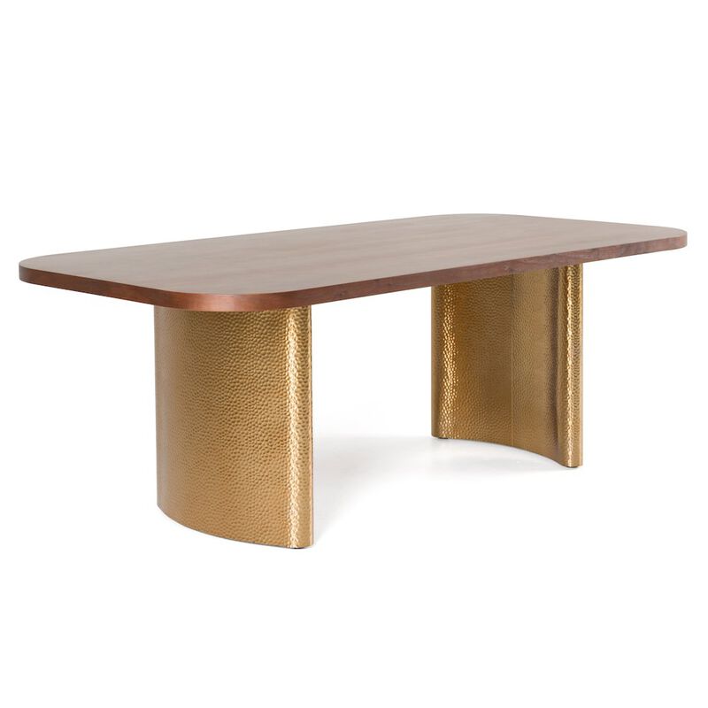 Modrest Marjorie - Modern Walnut + Brushed Gold Rectangular Dining Table