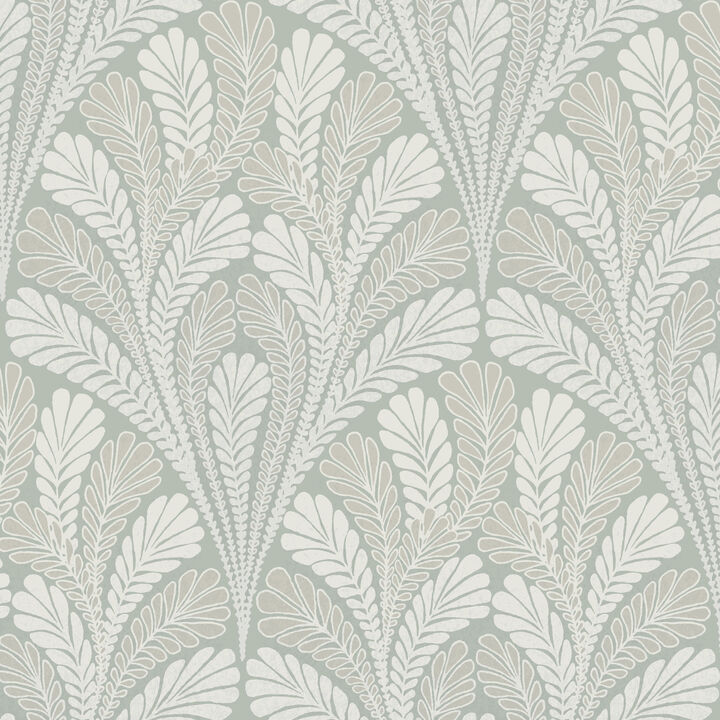 Shell Damask Green Wallpaper