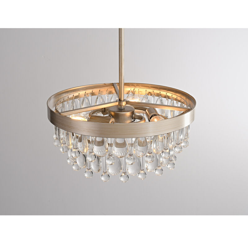 Eva 3-Light Brushed Champagne Silver 13" Crystal Teardrop Tiered Chandelier image number 7