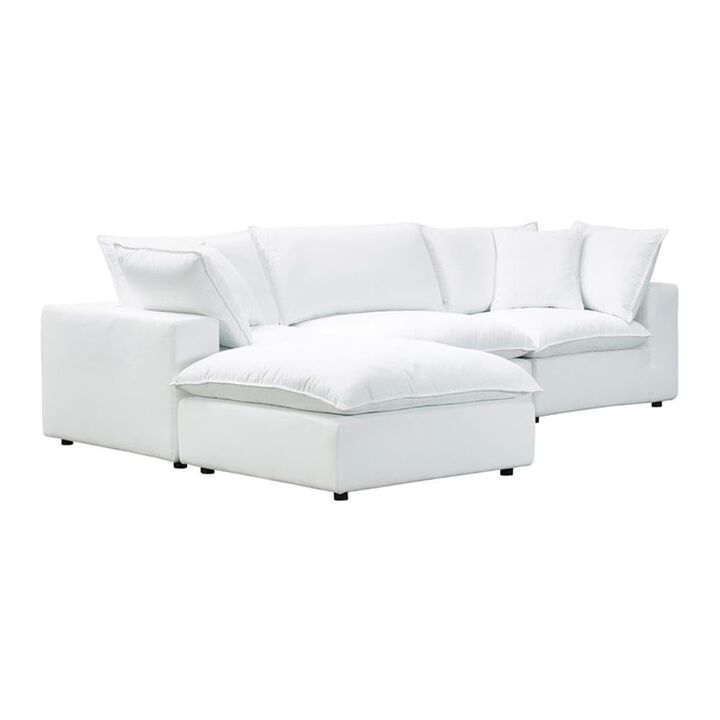 TOV Furniture Cali Pearl Modular White Upholstered 4 Piece Sectional