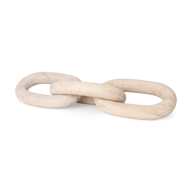 HomeRoots 21" Natural Solid Wood Geometric Links Tabletop Sculpture image number 0
