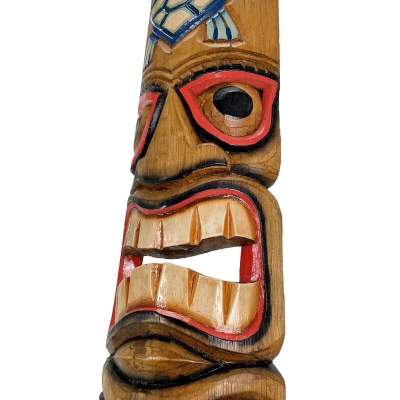 Set of 3 Tiki Mask Ocean Animal Totem Hand Carved Wall Decor Sculpture 40 Inch image number 2