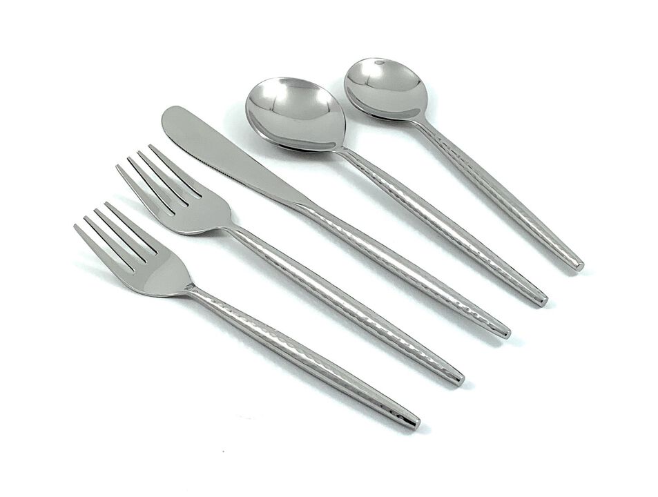Stainless Steel Silver 20-PC Hammered Flatware Set