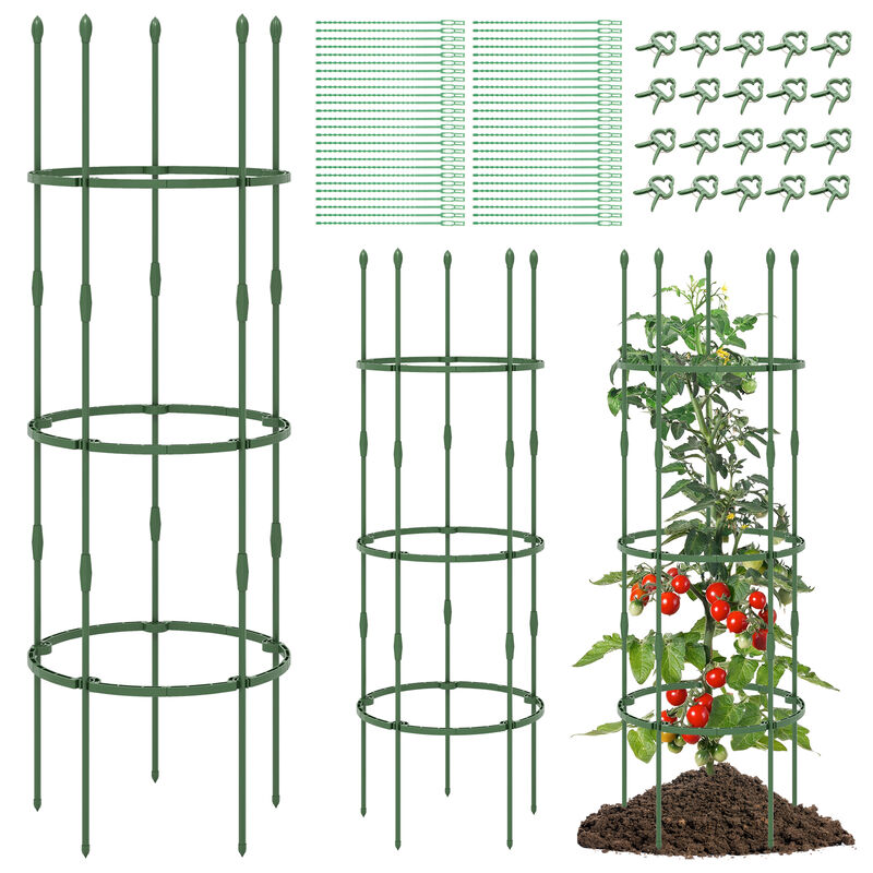 3-Pack Garden Trellis Plant Supports with Clips, Ties, and Climbing Plant Stands