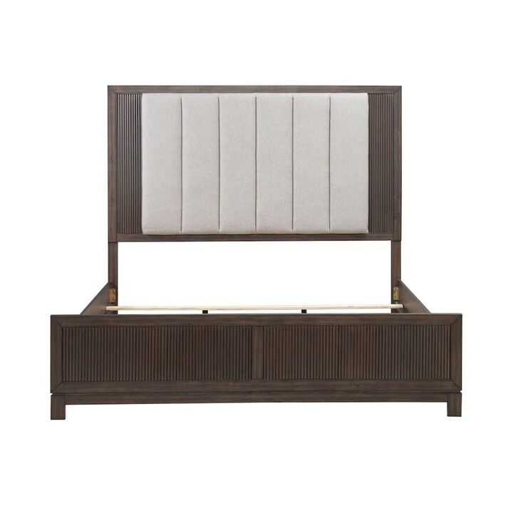 Liberty Furniture Modern Edge King Upholstered Bedframe for Bedroom - Caffe Brown