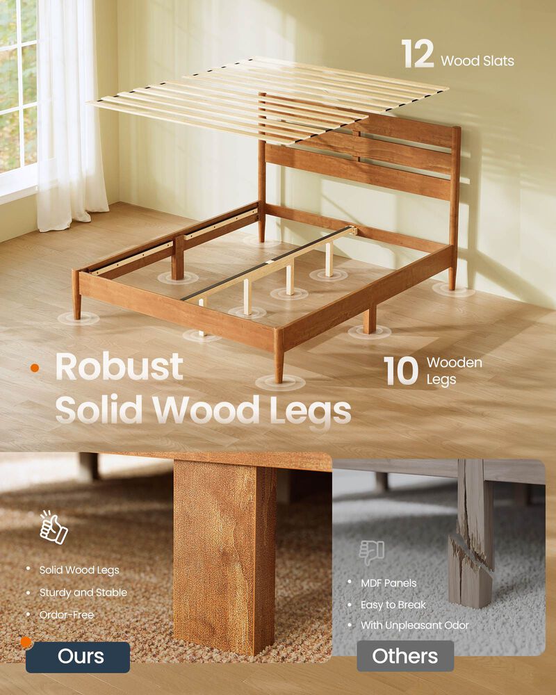 Full Size Bed Frame with LED Headboard and Storage Shelf USB Ports image number 5