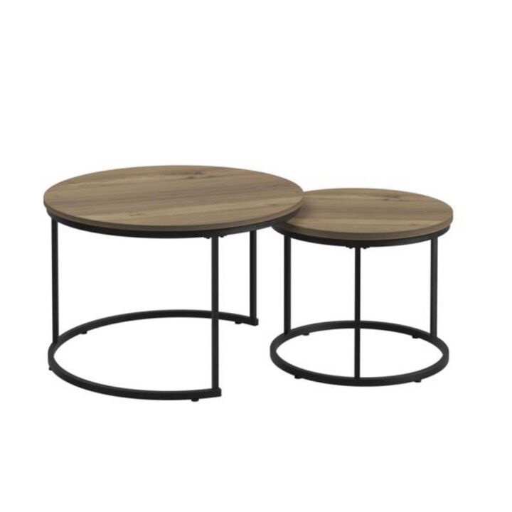 Nesting Coffee Table Set of 2 Modern Space-Saving Accent for Living Room or Lounge